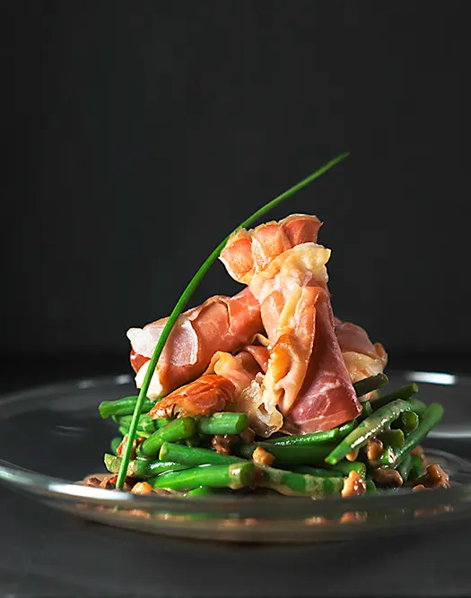 langoustinesRotiesChemiseJamboncruAosteHaricots