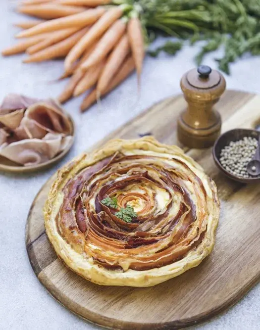 Tarte tourbillon carottes jambon cru