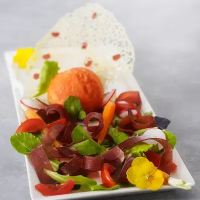 saladeCouleursEteJamboncruAosteSorbetGaspacho