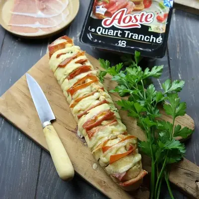 Baguette apéritive au jambon cru et au comté